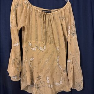 Impressions Women's Floral Tan Blouse